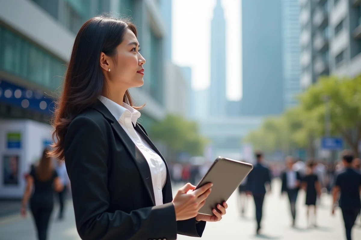 Femme en extérieur lors d