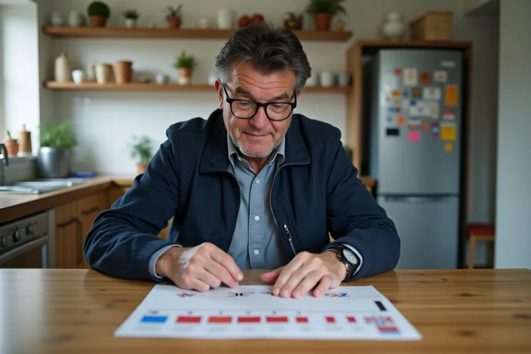 Homme moyenâgeux regardant une timeline de logo de supermarché