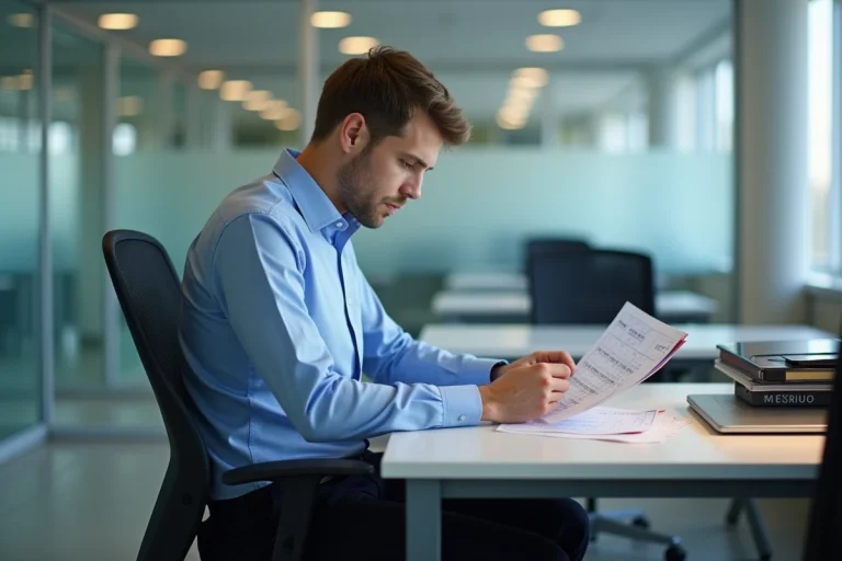 Jeune homme concentré sur un puzzle logique au bureau