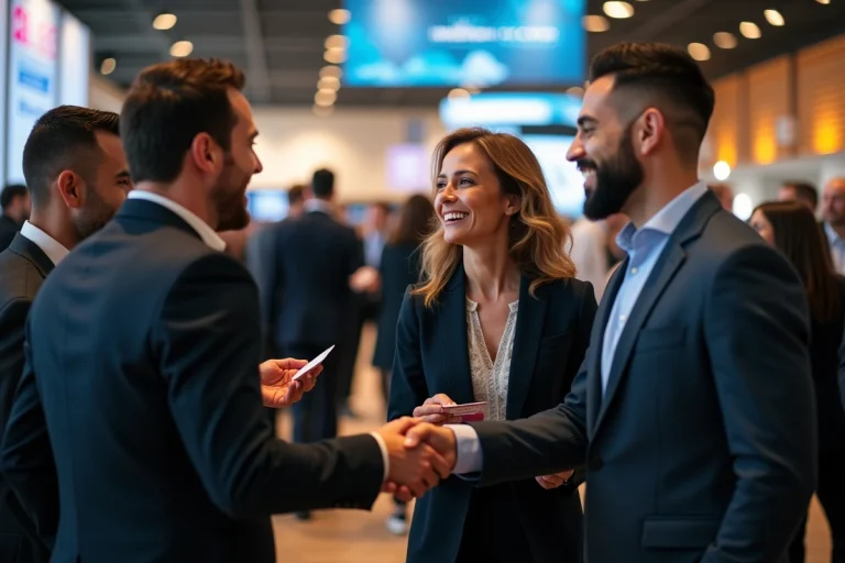 Professionnels en réseautage lors d'une conférence d'affaires